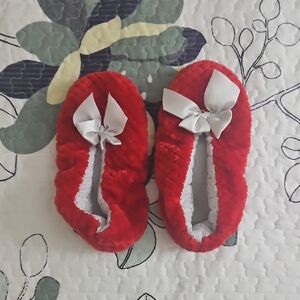Cozy Red Plush Slippers with Bow